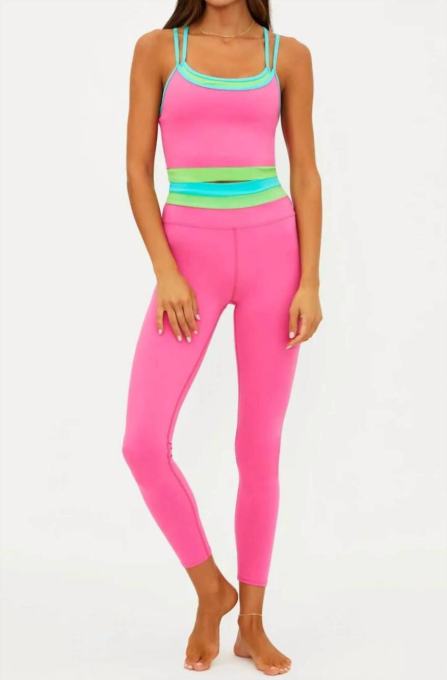NEW BEACH RIOT trinity legging pants in strawberry ice colorblock